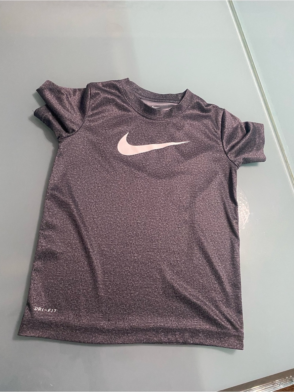 Nike Black Heather Dri-FIT Kids Tee with White Swoosh